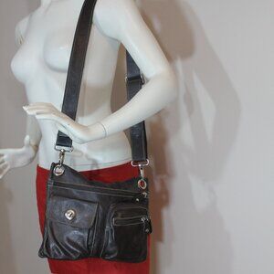 VTG Roots Travel Brown Shoulder leather Bag 9"x10"x1"